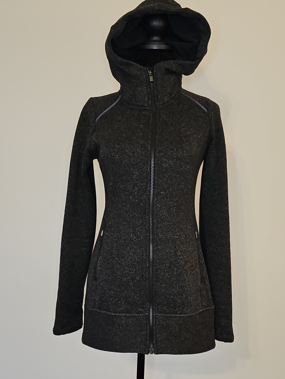 Athleta CYA Stronger Fleece Full Zip Long Hooded Jacket Gray XXS